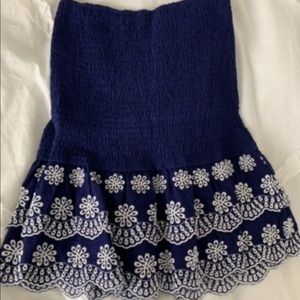 Blue ruffled flower tube top